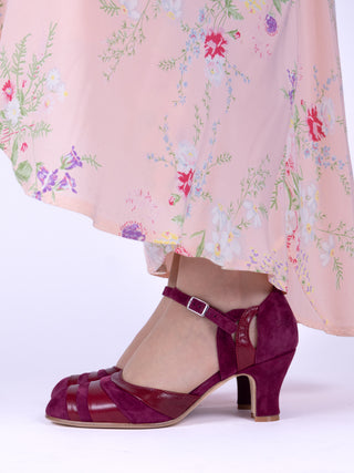 1930'er aftensko med T-rem - Bordeaux - Thelma