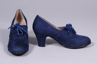 VEGAN - 1940'er vintage style pumps med snøre - Navy blå - Esther