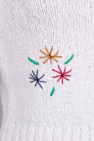 1930'er / 1940'er style bouclé cardigan med broderi - råhvid -  Sarah