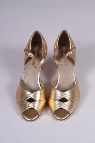 1930'er højhælede selskabssko - Guld - Susan