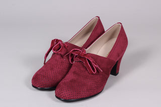 VEGAN - 1940'er vintage style pumps med snøre - Rød - Esther