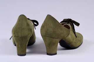 VEGAN - 1940'er vintage style pumps med snøre - Grøn - Esther
