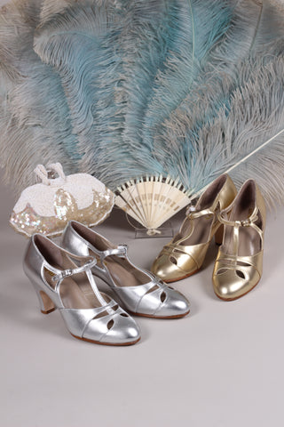 1930'er aftensko med T-rem - Sølv - Helen