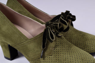 VEGAN - 1940'er vintage style pumps med snøre - Grøn - Esther