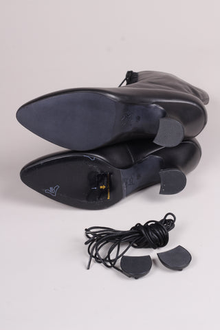 Edwardiansk snørestøvle med pompadour hæl, 1900-1915 -sort - Rose