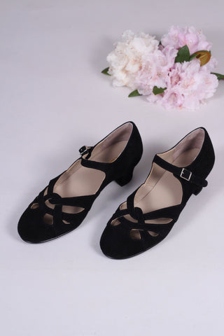 1930'er / 1940'er sko i ruskind - Sort - Ida