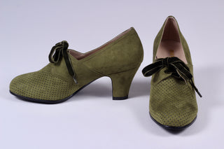 VEGAN - 1940'er vintage style pumps med snøre - Grøn - Esther