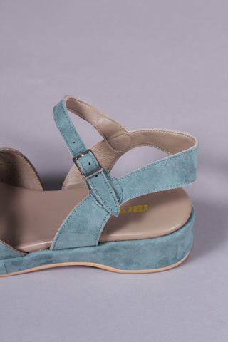 Fine 1940'er / 1950'er sandaler i ruskind- Støvet blågrøn - Ella