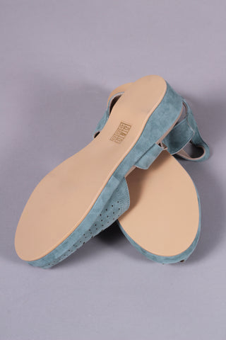 Fine 1940'er / 1950'er sandaler i ruskind- Støvet blågrøn - Ella