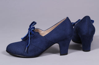 VEGAN - 1940'er vintage style pumps med snøre - Navy blå - Esther