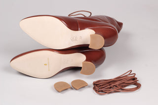 Edwardiansk snørestøvle med pompadour hæl, 1900-1915 -cognac brun - Rose