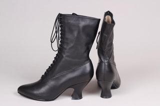 Edwardiansk snørestøvle med pompadour hæl, 1900-1915 -sort - Rose