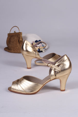 1930'er højhælede selskabssko - Guld - Susan