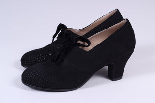VEGAN - 1940'er vintage style pumps med snøre - Sort - Esther