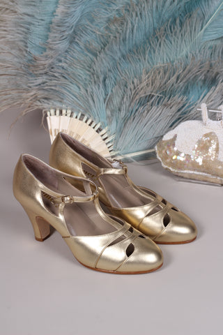 1930'er aftensko med T-rem - Guld - Helen