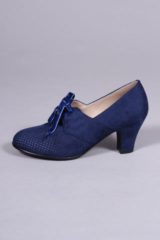 VEGAN - 1940'er vintage style pumps med snøre - Navy blå - Esther